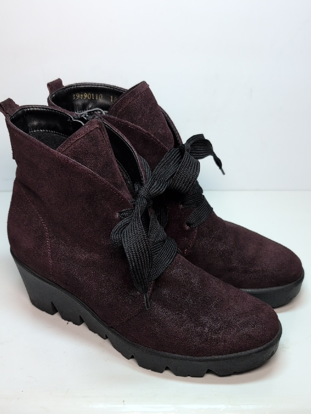 Waldlaufer Luftpolster lace up zip wedge ankle bootie boots womans size 8